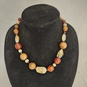 Kenneth Cole Natural Stone Chunky Necklace/Bracelet Set, Brushed Gold Finish